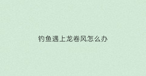 钓鱼遇上龙卷风怎么办(河里钓到龙鱼)