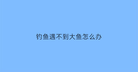 “钓鱼遇不到大鱼怎么办(钓鱼遇不到大鱼怎么办呢)