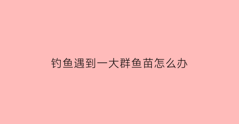 “钓鱼遇到一大群鱼苗怎么办(钓鱼遇到一大群鱼苗怎么办呢)