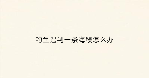 钓鱼遇到一条海鳗怎么办(钓鱼遇到一条海鳗怎么办视频)