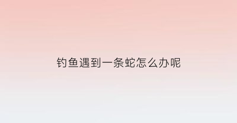 钓鱼遇到一条蛇怎么办呢(钓鱼遇到一条蛇怎么办呢图片)