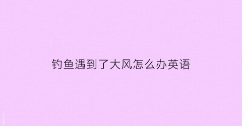 钓鱼遇到了大风怎么办英语(钓鱼遇到风大怎么确认鱼口)