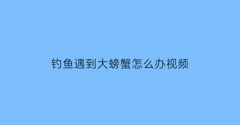 钓鱼遇到大螃蟹怎么办视频(钓鱼遇到大螃蟹怎么办视频讲解)