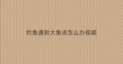 钓鱼遇到大鱼该怎么办视频(钓到大鱼有什么预兆)
