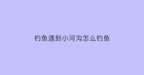 钓鱼遇到小河沟怎么钓鱼(钓鱼遇到小河沟怎么钓鱼呢)