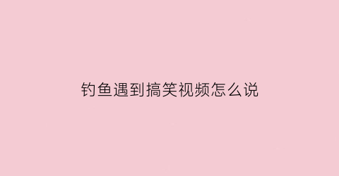 钓鱼遇到搞笑视频怎么说(钓鱼遇到搞笑视频怎么说呢)