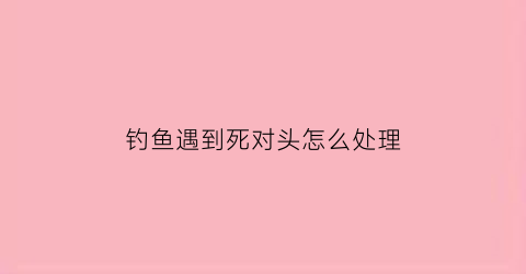 “钓鱼遇到死对头怎么处理(钓鱼碰到死鱼正口)