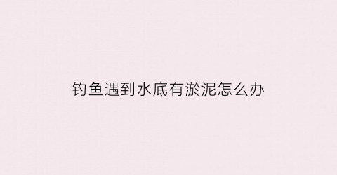 钓鱼遇到水底有淤泥怎么办(钓鱼淤泥太深怎么办)