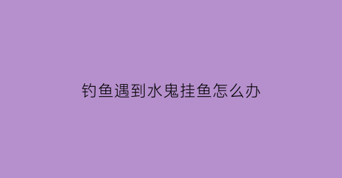 钓鱼遇到水鬼挂鱼怎么办(钓鱼水鬼的用法)