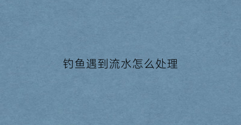 钓鱼遇到流水怎么处理(钓鱼遇到流水怎么处理方法)