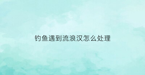 钓鱼遇到流浪汉怎么处理(钓鱼遇到流水怎么处理)