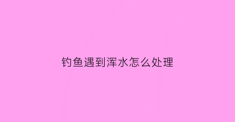 钓鱼遇到浑水怎么处理(钓鱼水浑浊怎么调才有鱼)