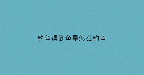 钓鱼遇到鱼星怎么钓鱼(钓鱼遇到鱼星怎么钓鱼视频)