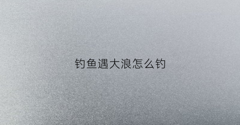 钓鱼遇大浪怎么钓(大风大浪钓大鱼)