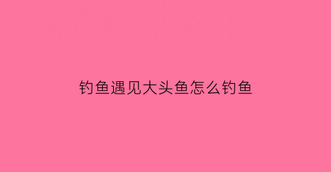 钓鱼遇见大头鱼怎么钓鱼