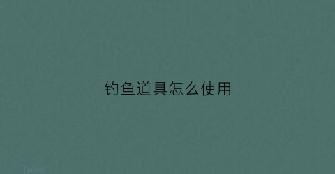 钓鱼道具怎么使用(钓鱼道具怎么使用视频)
