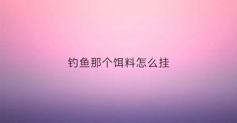 钓鱼那个饵料怎么挂(饵料应该怎么挂)