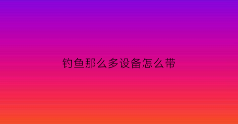 钓鱼那么多设备怎么带(钓鱼怎么带回家)