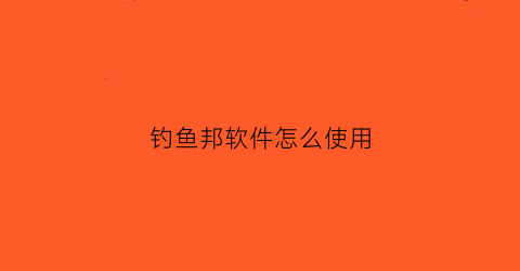 钓鱼邦软件怎么使用(钓邦品牌怎么样)