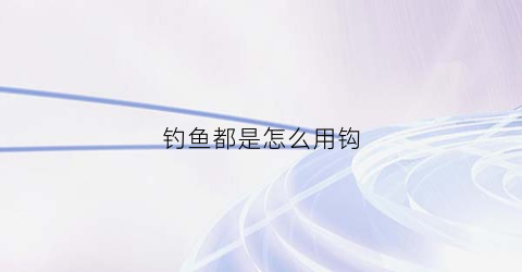 钓鱼都是怎么用钩(钓鱼都是怎么用钩子的)