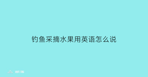 钓鱼采摘水果用英语怎么说(摘水果英文翻译)
