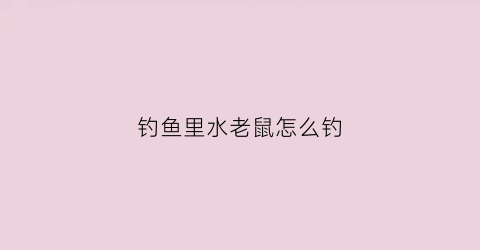 钓鱼里水老鼠怎么钓(会钓老鼠的鱼)