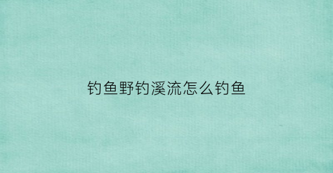 钓鱼野钓溪流怎么钓鱼(溪流如何钓鱼)