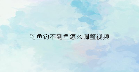 钓鱼钓不到鱼怎么调整视频(钓不到鱼怎么回事)