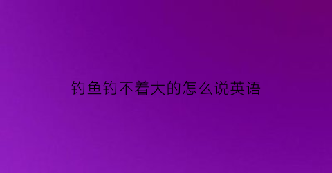 钓鱼钓不着大的怎么说英语(钓不到鱼的英语)