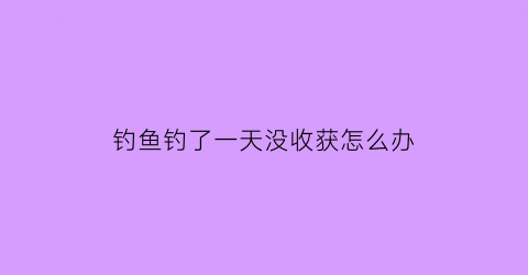 “钓鱼钓了一天没收获怎么办(钓鱼一天都没口)