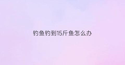 钓鱼钓到15斤鱼怎么办(钓鱼几十斤怎么处理)