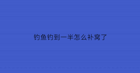 钓鱼钓到一半怎么补窝了(钓鱼钓到一半怎么补窝了呢)
