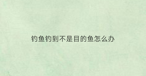 “钓鱼钓到不是目的鱼怎么办(钓鱼钓到不是目的鱼怎么办呢)