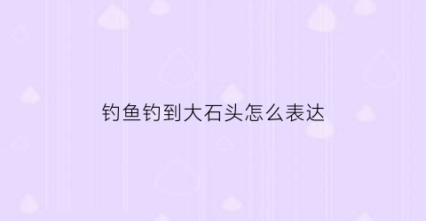 钓鱼钓到大石头怎么表达(钓鱼钩到石头)
