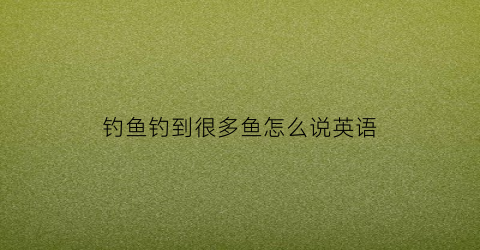 钓鱼钓到很多鱼怎么说英语(钓到很多鱼用英语怎么说)