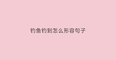 钓鱼钓到怎么形容句子(怎么形容钓到鱼的心情)