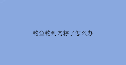 钓鱼钓到肉粽子怎么办(用粽子钓鱼)