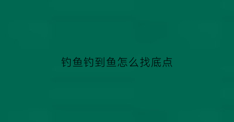 钓鱼钓到鱼怎么找底点(钓鱼怎么找底调漂图解)