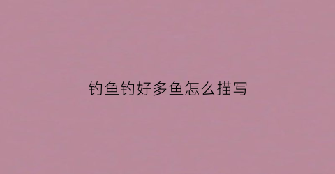 钓鱼钓好多鱼怎么描写(钓鱼钓很多怎么说)