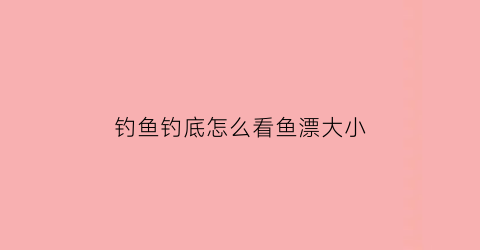 钓鱼钓底怎么看鱼漂大小(钓鱼钓底怎么看鱼漂大小呢)