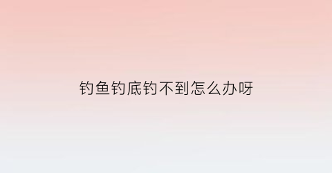 钓鱼钓底钓不到怎么办呀(为什么钓底钓不到鱼)