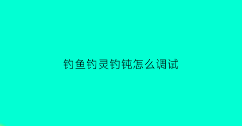 “钓鱼钓灵钓钝怎么调试(钓鱼怎样钓灵钓钝)