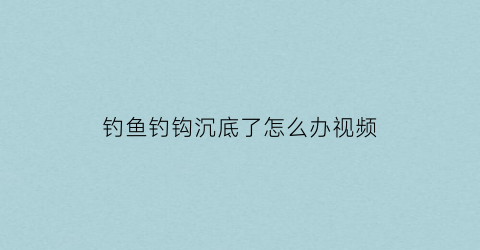 钓鱼钓钩沉底了怎么办视频(钓鱼鱼钩沉底怎么办)