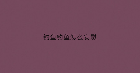 钓鱼钓鱼怎么安慰(钓鱼没钓到安慰的话)