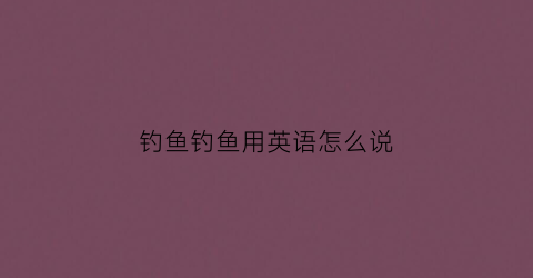 钓鱼钓鱼用英语怎么说(钓鱼用英语怎么说写)
