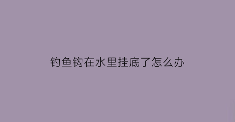 “钓鱼钩在水里挂底了怎么办(钓鱼钩在水下的状态)