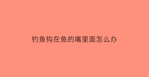 钓鱼钩在鱼的嘴里面怎么办(钩子在鱼嘴里鱼会死吗)