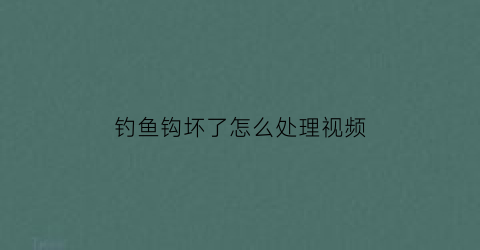 “钓鱼钩坏了怎么处理视频(钩子坏了怎么修)