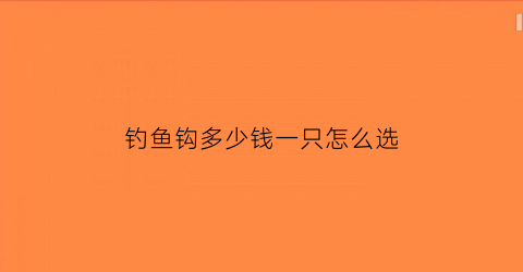 钓鱼钩多少钱一只怎么选(钓鱼鱼钩一般选多大)