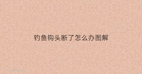 钓鱼钩头断了怎么办图解(钓鱼钩断了怎么回事)